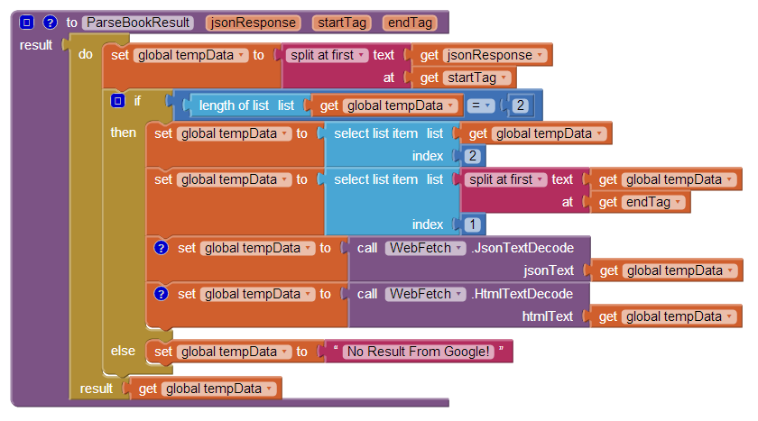 Parse result